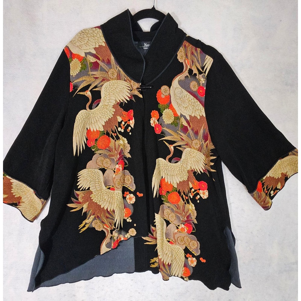 Moonlight Y&S Fashion Design Kimono Jacket Womens L Blouse Tang Asian Floral Red